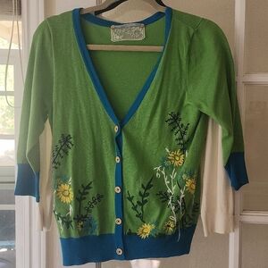 Nick & Mo  Women's Sweater Floral Green